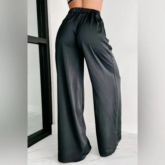 Joie black silk pants wide leg palazzo - Picture 1 of 14